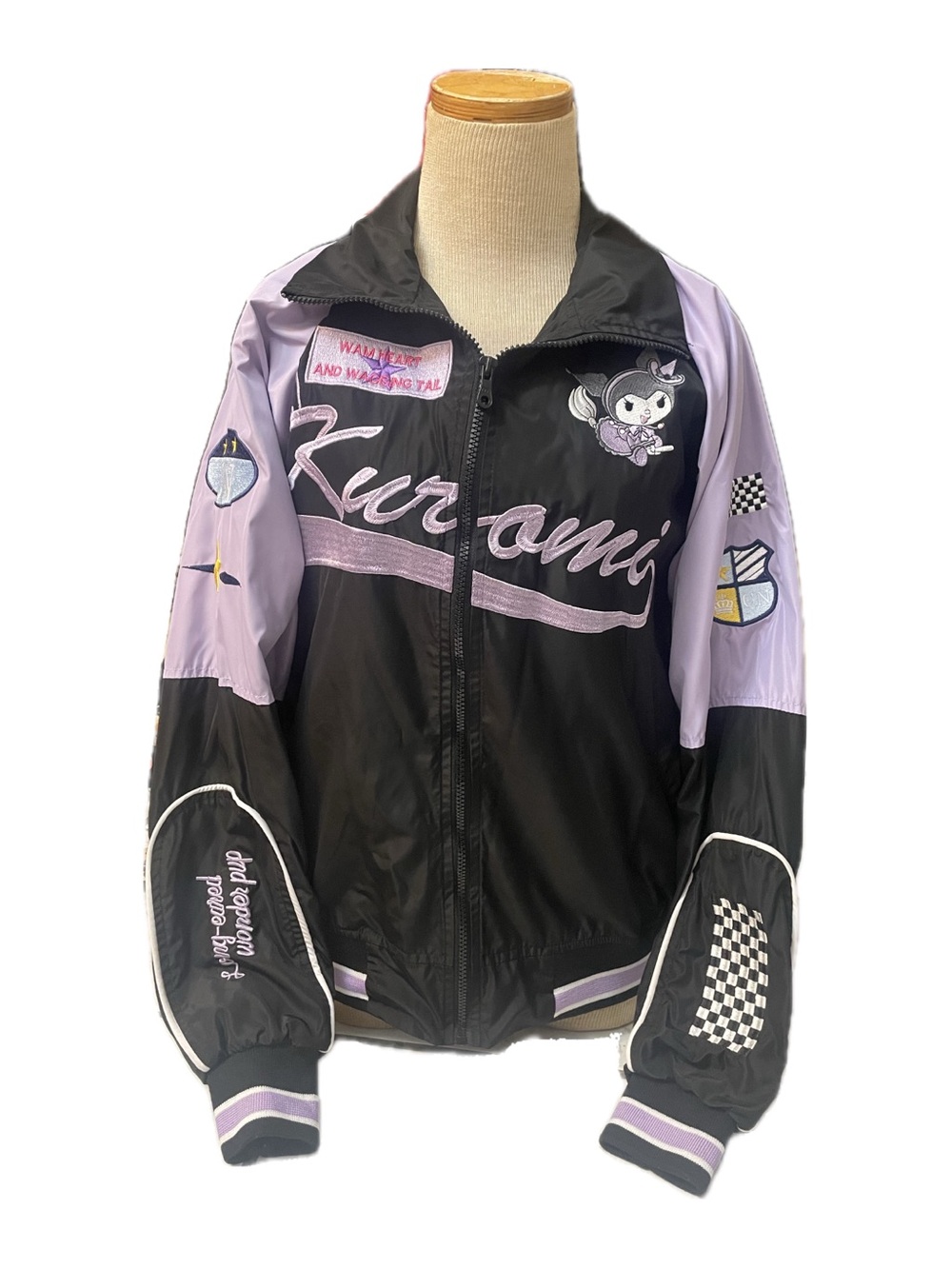 Kuromi - Hello Kitty Black & Lavender Patchwork Bomber Embroidered Jacket